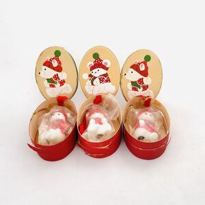 Bear Wearing Red Polka Dot Sweater Small Ceramic Christmas Tree Decoration Lot 3